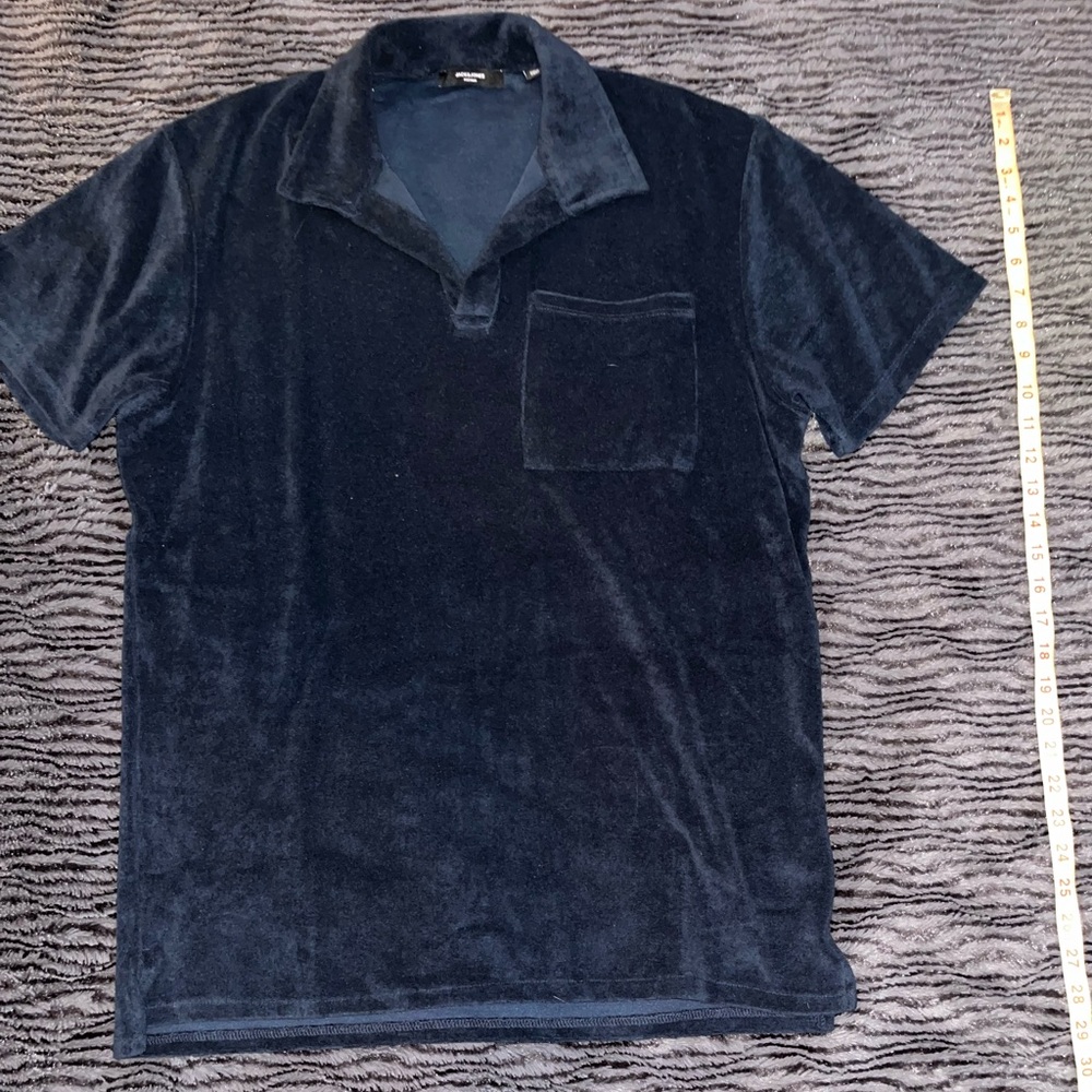 Jack & Jones Navy Velvet Polo Shirt
